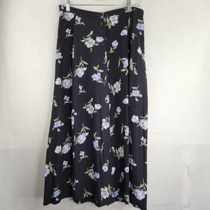 Vintage TR Bentley Womens Skirt Long Floral Rayon Black Button Front Floral